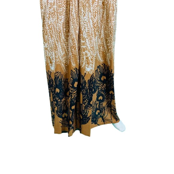 Vintage 60s Maxi Dress Womens XS Peacock Feathers Novelty Border Print - Picture 5 of 10